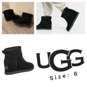 UGG black wedge heel boots woman’s size 6